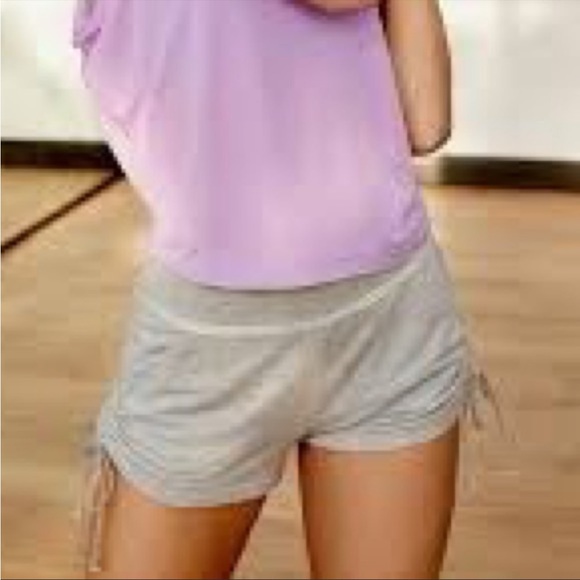 Free People FP MOVEMENT gray workout lounge soft shorts with side ties & pockets - Picture 2 of 7